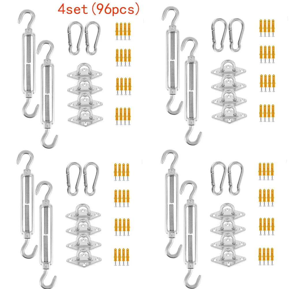 Stainless Steel Sun Shade Sail Install Attachment Set Heavy Duty Camping Tent Hardware Kit for Home Garden Sunshade Fixing Tools