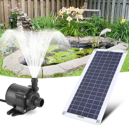 50W/30W/5W DC 12V Low Noise Brushless Solar Water Pump Kit for Pool Black Outdoor Waterfall Fountain Garden Pool Pond Bird Bath