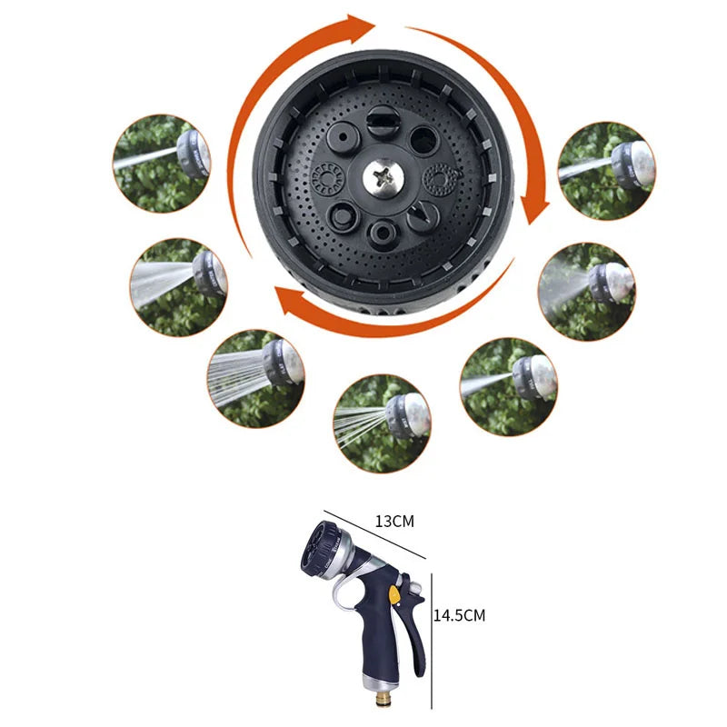 Zinc Alloy 8 Function Garden Water Sprayers For Watering Lawn Spray Water Nozzle Car Washing Cleaning Sprinkle Tools Water Gun