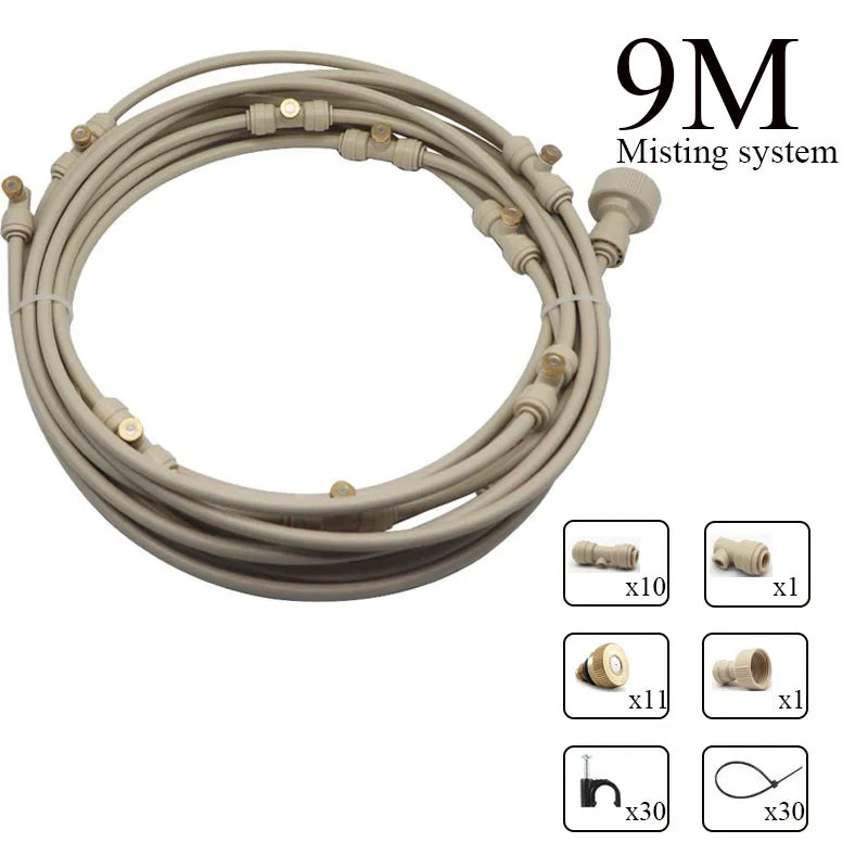 6/9/12/15/18m High Quality Cooling Water Fog Sprayer System Garden Nebulizer Outdoor Misting Kit for Greenhouse