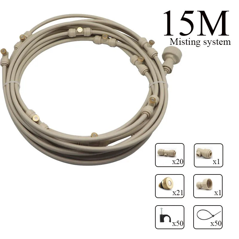 6/9/12/15/18m High Quality Cooling Water Fog Sprayer System Garden Nebulizer Outdoor Misting Kit for Greenhouse