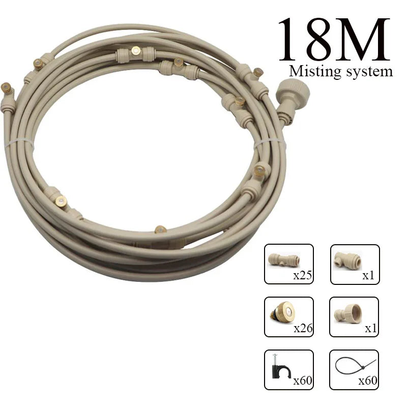 6/9/12/15/18m High Quality Cooling Water Fog Sprayer System Garden Nebulizer Outdoor Misting Kit for Greenhouse
