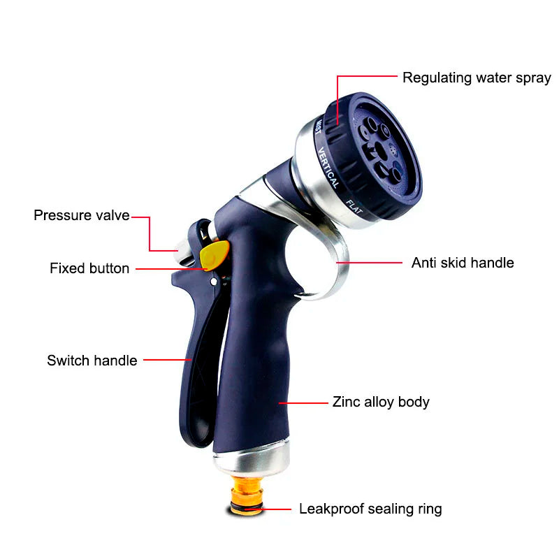 Zinc Alloy 8 Function Garden Water Sprayers For Watering Lawn Spray Water Nozzle Car Washing Cleaning Sprinkle Tools Water Gun