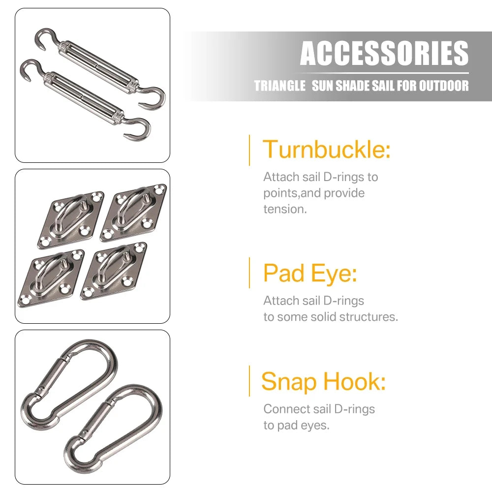 Stainless Steel Sun Shade Sail Install Attachment Set Heavy Duty Camping Tent Hardware Kit for Home Garden Sunshade Fixing Tools