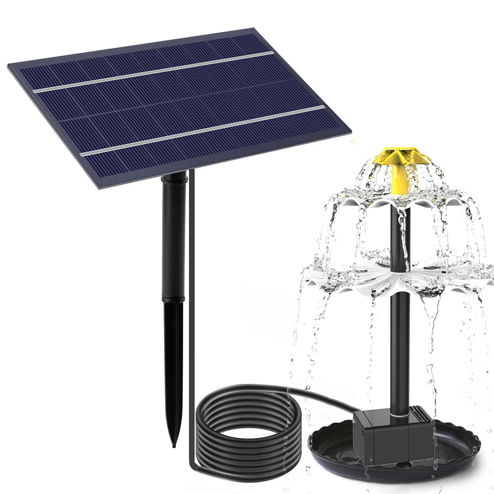 Solar Fountain Pump for Bird Bath with 9 Nozzles Solar Powered Water Fountain Pump for Garden Pond Pool Fish Tank Outdoor