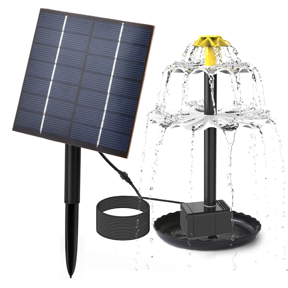 Solar Fountain Pump for Bird Bath with 9 Nozzles Solar Powered Water Fountain Pump for Garden Pond Pool Fish Tank Outdoor