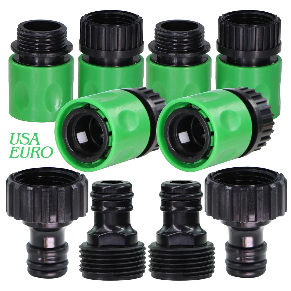 EURO USA 3/4 Inch Male Threaded Quick Connector Nipple Tap Hose Adapter for Garden Tubing Drip Irrigation Watering System Joint