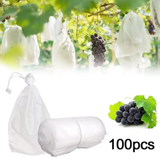 100pcs Strawberry Grapes Fruit Grow Bags Netting Mesh Protection Agriculture Garden Anti-Bird Tools Vegetable Bags Plant