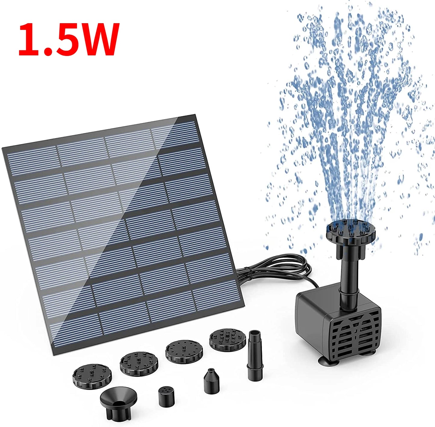 2.5W Solar Fountain Split Design with 6 Fountains and 4-foot Water Pipes for Outdoor Garden Solar Fountain Water Pump Decoration