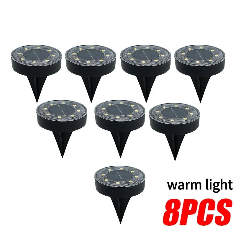 LED Outdoor Solar Power Ground Light IP68 Waterproof Lighting Control Path Deck Lights Yard Driveway Lawn Garden Decoration Lamp
