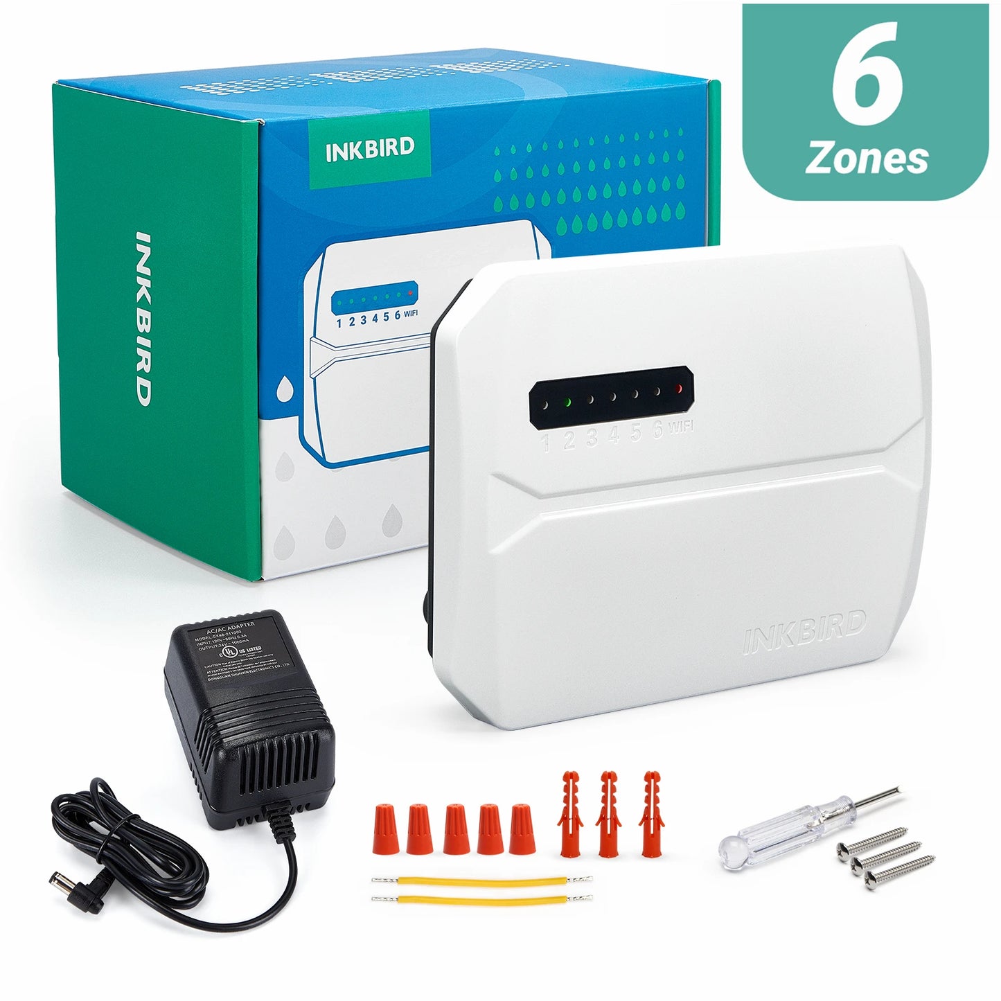 INKBIRD Controlador de Aspersores WIFI de 6 u 8 Zonas Tipo UE, Usado para Riego Inteligente con Ajuste Estacional