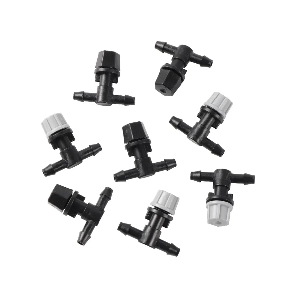 Adjustable Mist Nozzles With 4/7mm Hose Black Tee Joint Garden Irrigation Sprinklers Cooling Humidification Atomization Nozzles
