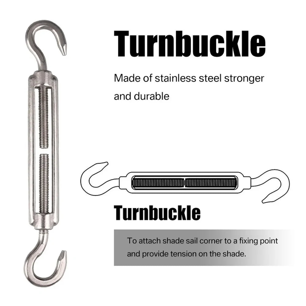 Stainless Steel Sun Shade Sail Install Attachment Set Heavy Duty Camping Tent Hardware Kit for Home Garden Sunshade Fixing Tools
