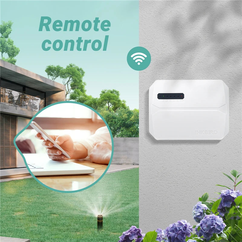 INKBIRD Controlador de Aspersores WIFI de 6 u 8 Zonas Tipo UE, Usado para Riego Inteligente con Ajuste Estacional