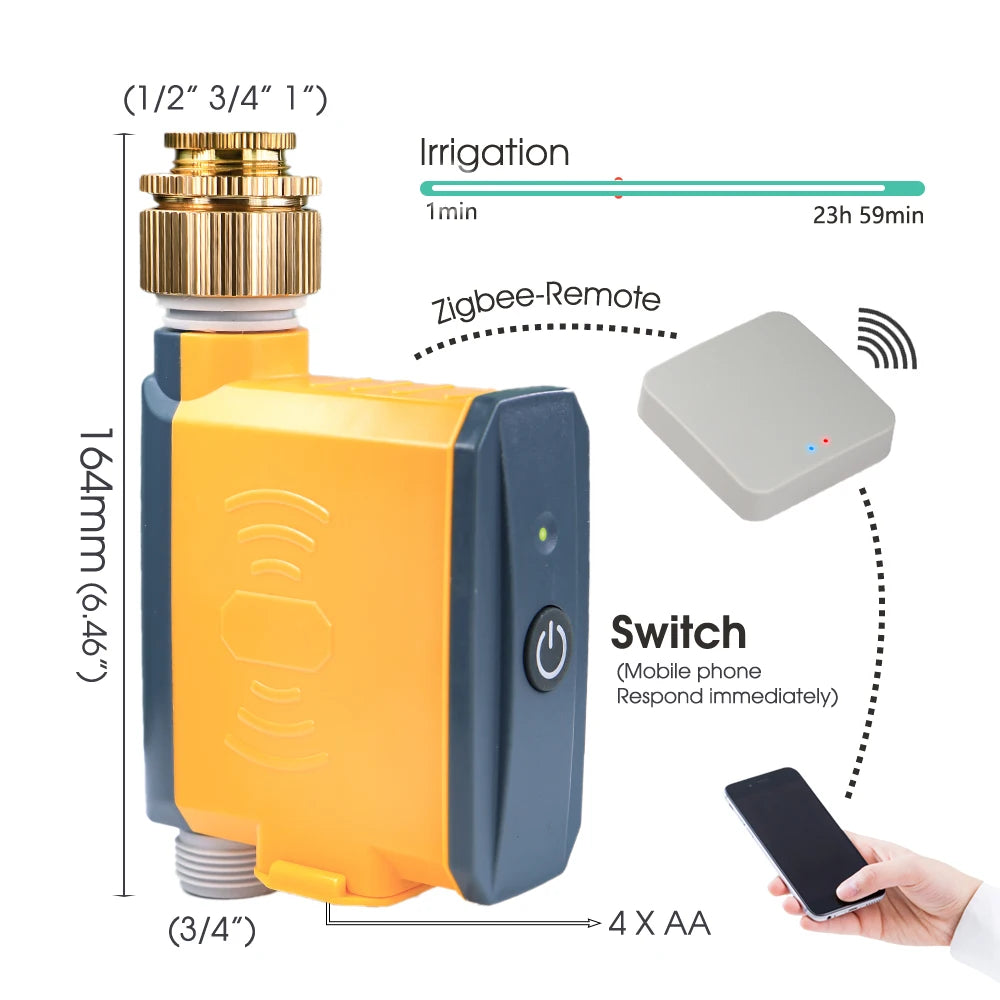 Temporizador Zigbee de jardín de 20 m, kit de riego por aspersión de múltiples tipos, manguera de 1/4'', sistema de riego con control remoto por aplicación inteligente
