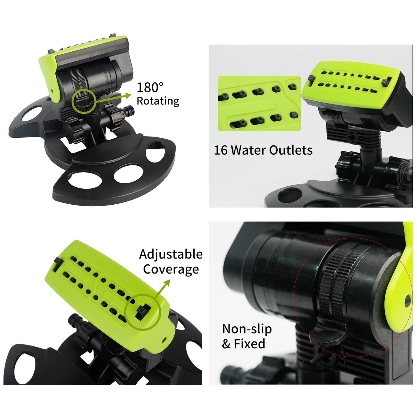 16 Holes 180° Rotating Garden Lawn Sprinkler Irrigation Watering Sprayer System Large Coverage Outdoor Gardening Patio Courtyard