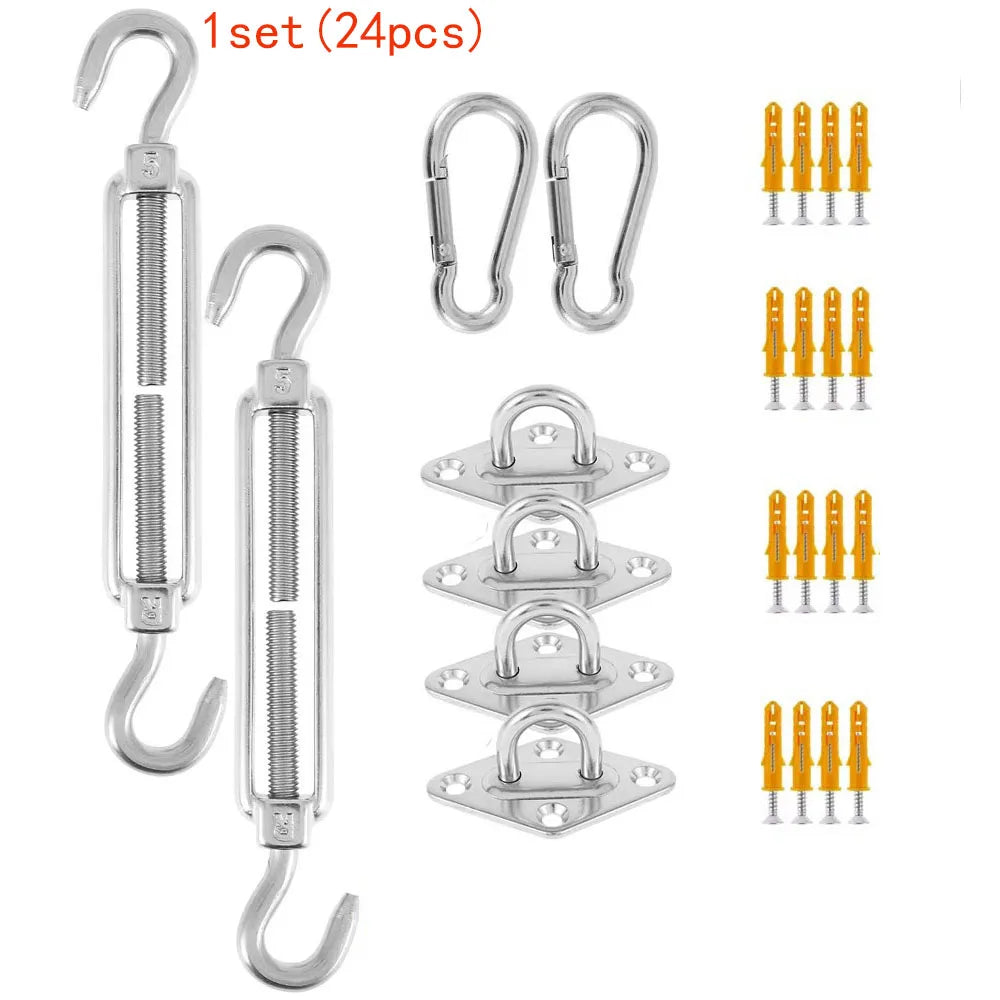Stainless Steel Sun Shade Sail Install Attachment Set Heavy Duty Camping Tent Hardware Kit for Home Garden Sunshade Fixing Tools