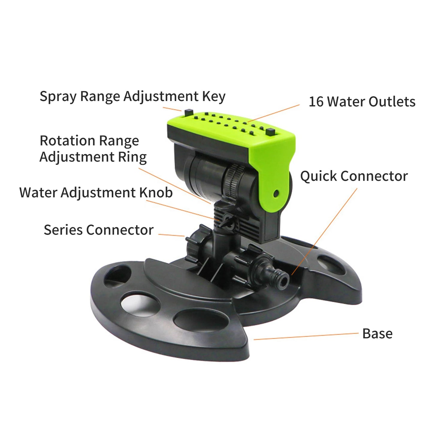 16 Holes 180° Rotating Garden Lawn Sprinkler Irrigation Watering Sprayer System Large Coverage Outdoor Gardening Patio Courtyard