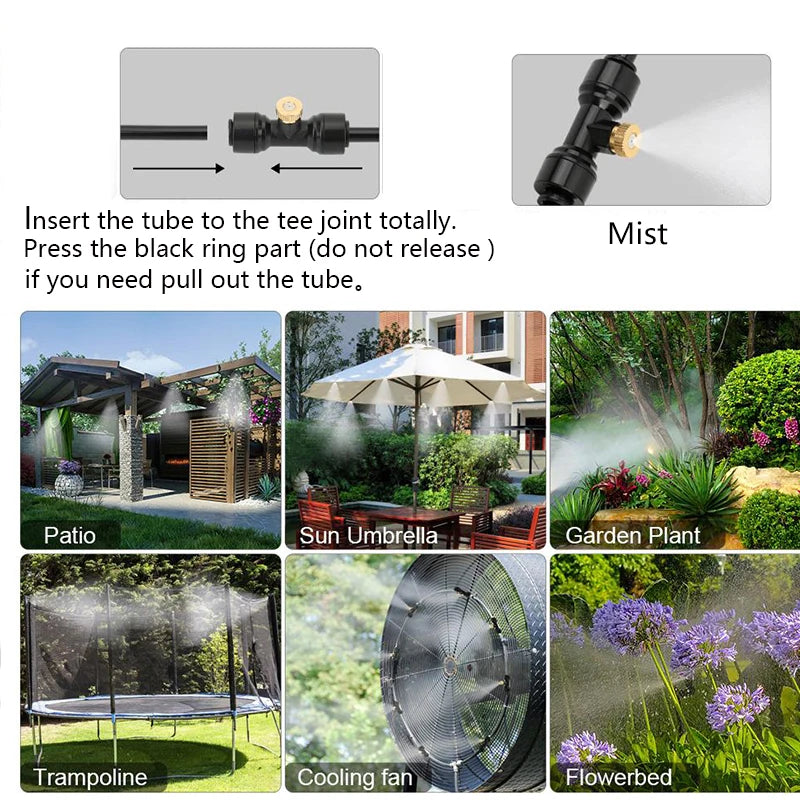 DIY Quiet Misting Cooling System Kits with DC24V Quiet Water Pump Fog Nozzle Sprayer for Patio, Garden,Greenhouse, Backyard