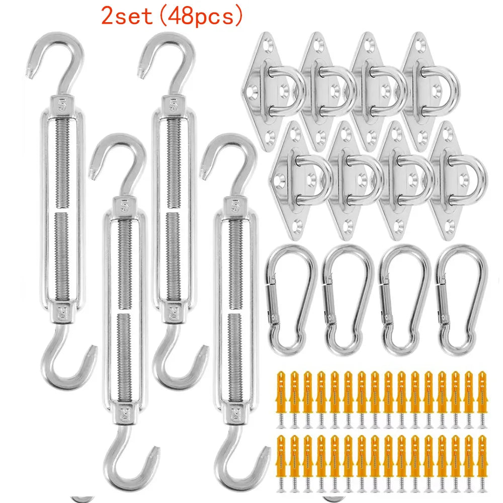 Stainless Steel Sun Shade Sail Install Attachment Set Heavy Duty Camping Tent Hardware Kit for Home Garden Sunshade Fixing Tools